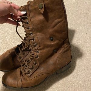 Brown combat boots